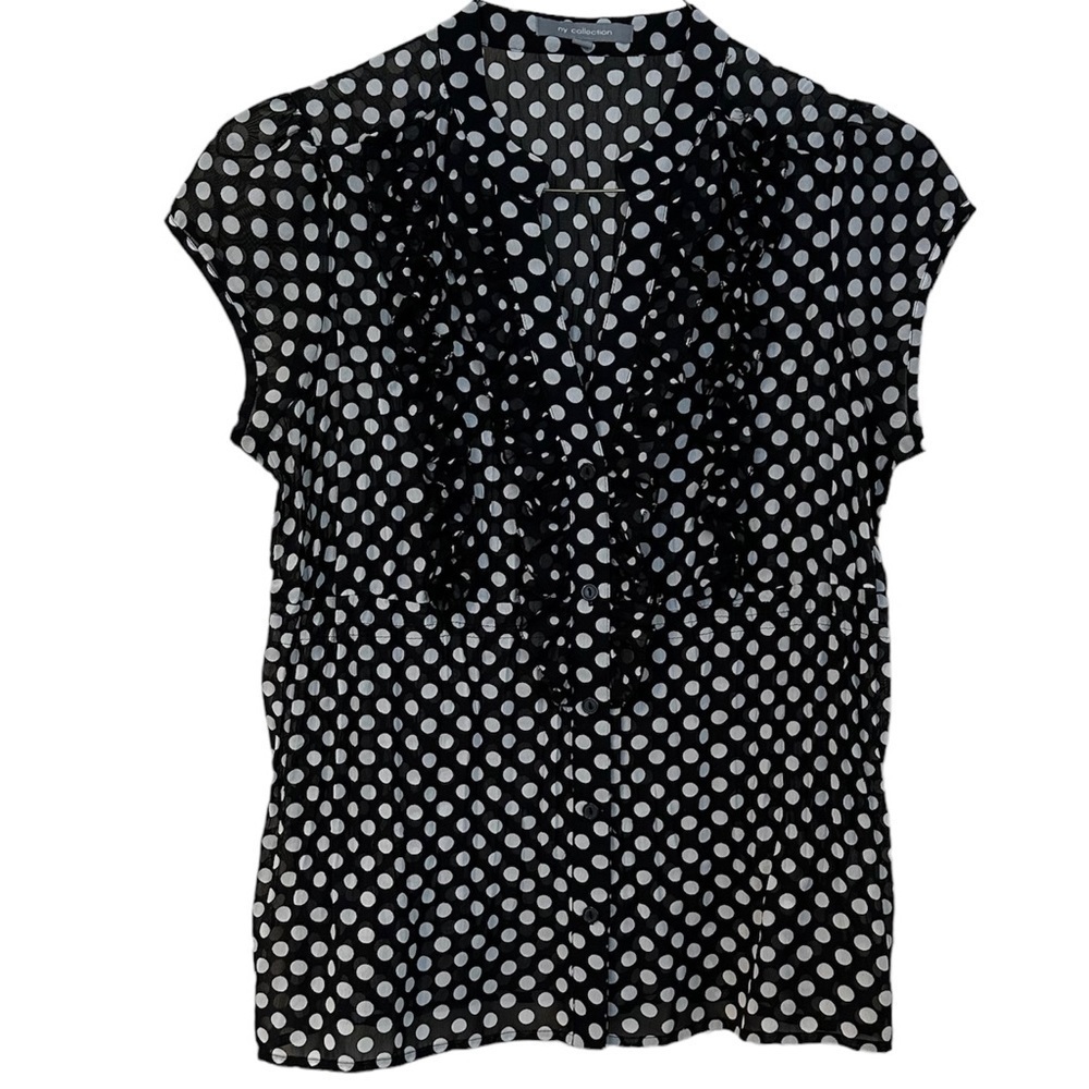NY Collection Black & White Sheer Babydoll Tank M